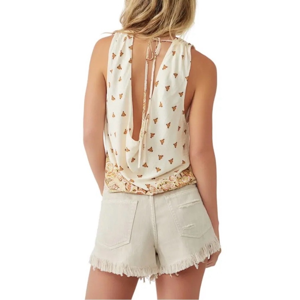 Free People Cream Floral Tank Top - Picture 2 of 8